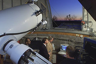 At the dedication of the refurbished observatory, Dr. McGruder, University President Dr. Gary Ransdall and US Senator Mitch McConnell. 