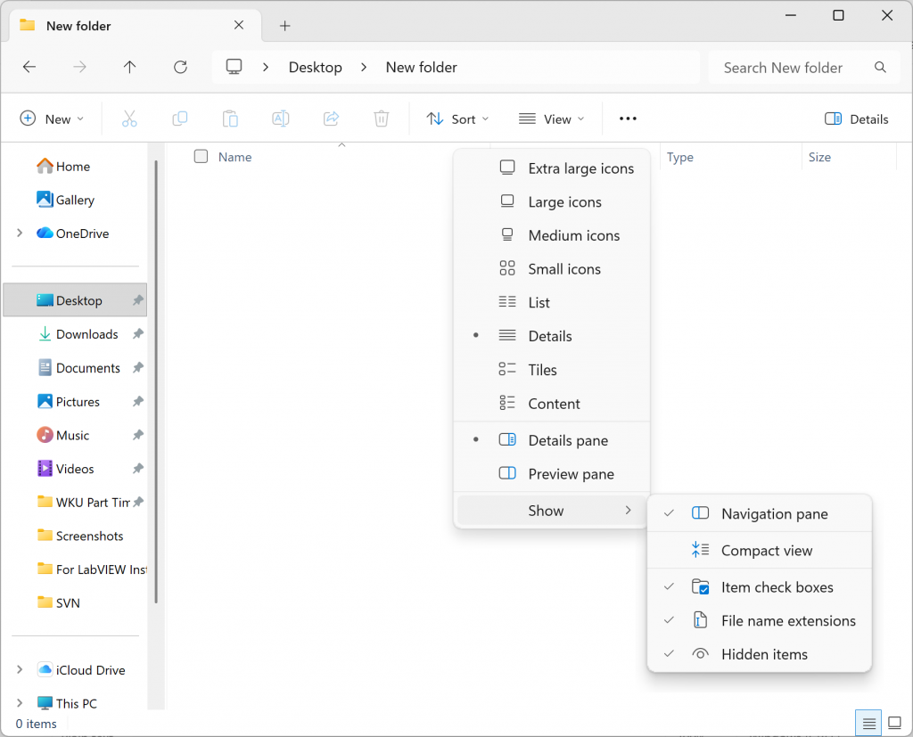 Show Extensions and Hidden Files